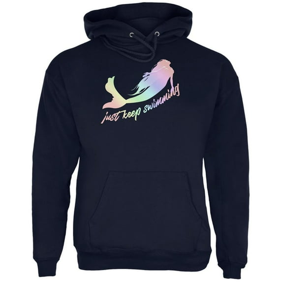 Mermaids Just Keep Swimming Pastels Mens Hoodie Navy LG