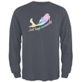 thumbnail image 1 of Mermaids Just Keep Swimming Pastels Mens Long Sleeve T Shirt Charcoal LG, 1 of 1