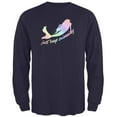 thumbnail image 1 of Mermaids Just Keep Swimming Pastels Mens Long Sleeve T Shirt Navy SM, 1 of 1