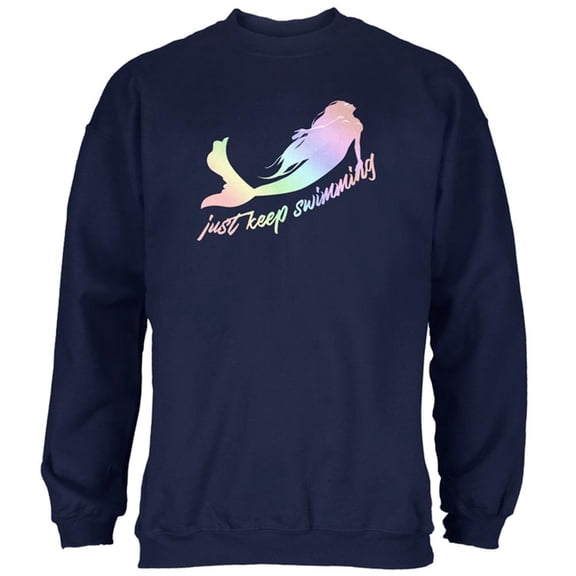 Mermaids Just Keep Swimming Pastels Mens Sweatshirt Navy 2XL