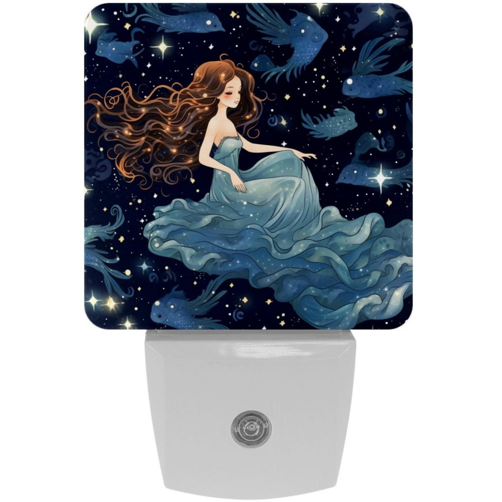 Mermaids LED Square Night Lights - Modern Design, Soft Glow, Energy ...