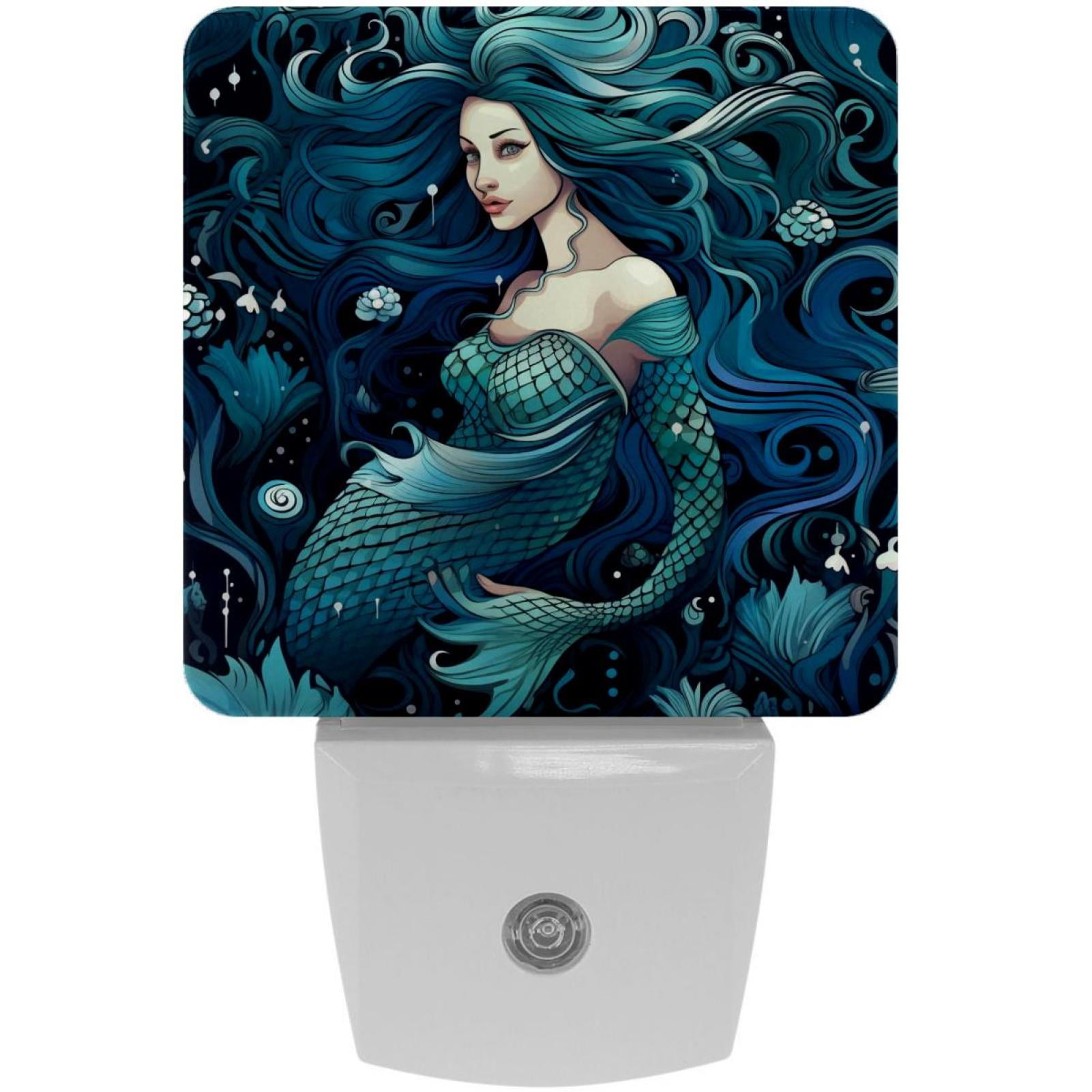 Mermaids LED Square Night Lights Modern and Versatile Plugin