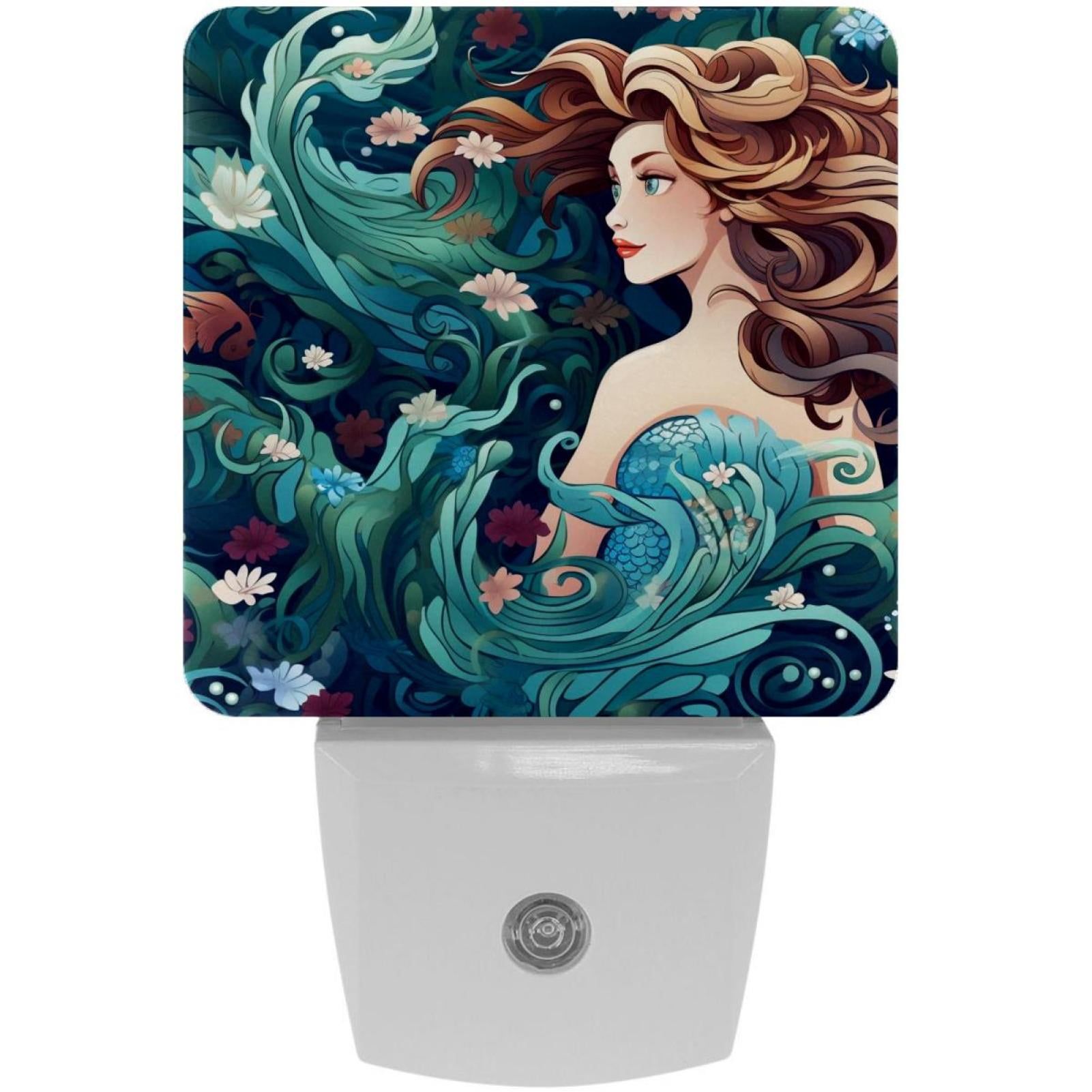 Mermaids LED Square Night Lights Modern and Versatile Plugin