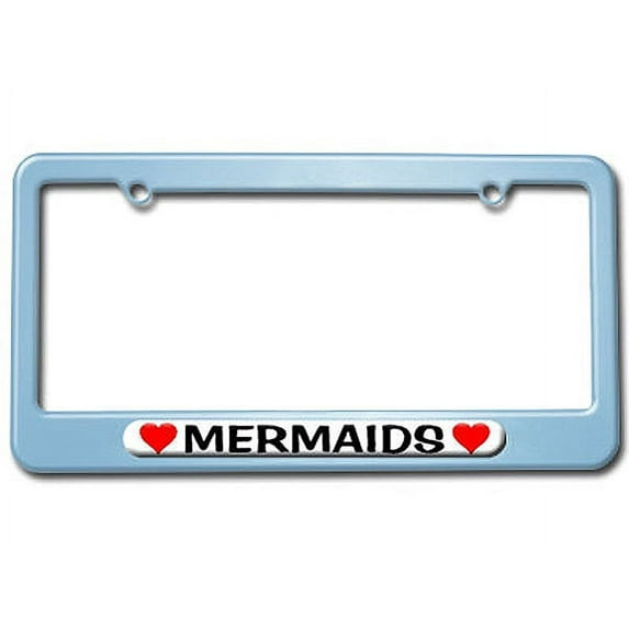 Mermaids Love with Hearts License Plate Frame