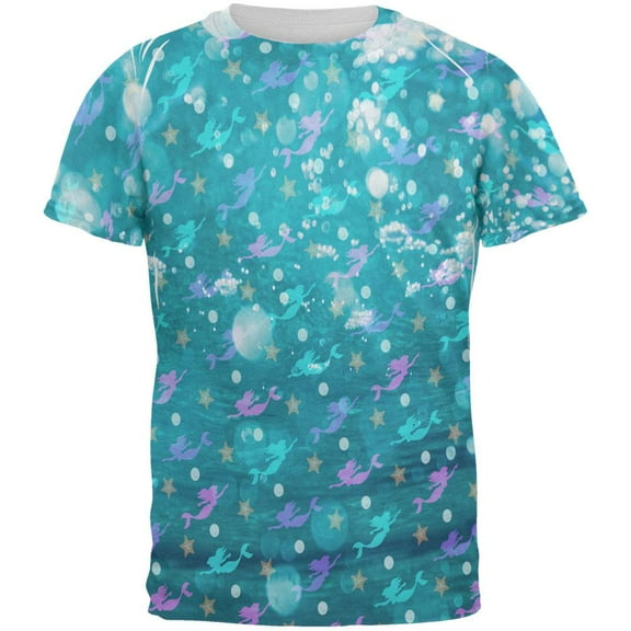 Mermaids Pearls and Starfish Pattern All Over Mens T Shirt Multi 2XL