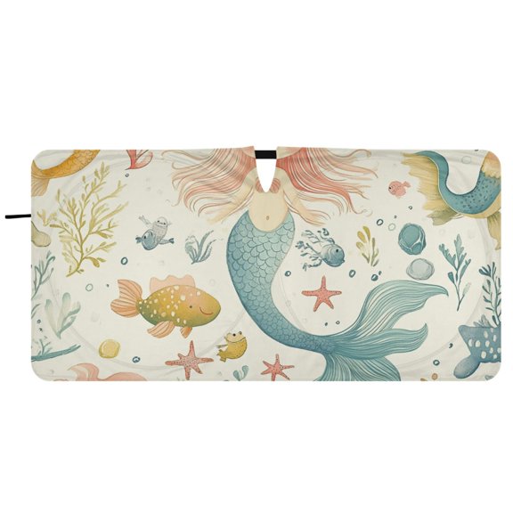 Mermaids Seaweed Car Windshield Sun Shade Foldable Front Window Shades Cover Sun Visor Shield Block