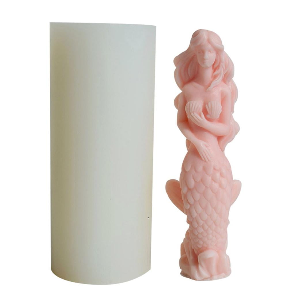 hejhncii Mermaids Silicone Mold Scented Candle Mould DIY Table Ornament Tool Nonstick