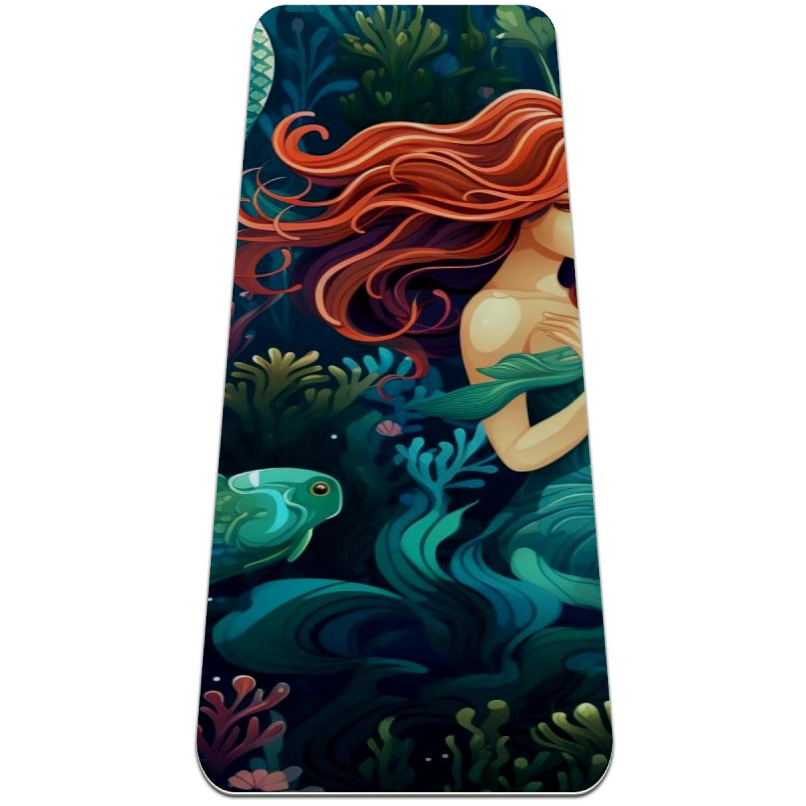 Mermaids TPE Yoga Exercise Mat for Home Gym Pilates Workouts 6mm Thick Comfortable Material