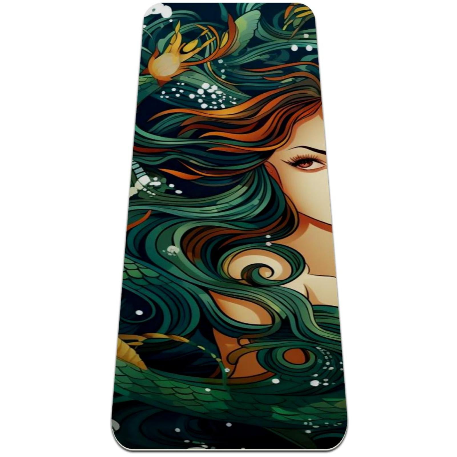 Mermaids TPE Yoga Exercise Mat for Home Gym Pilates Workouts 6mm Thick Comfortable Material