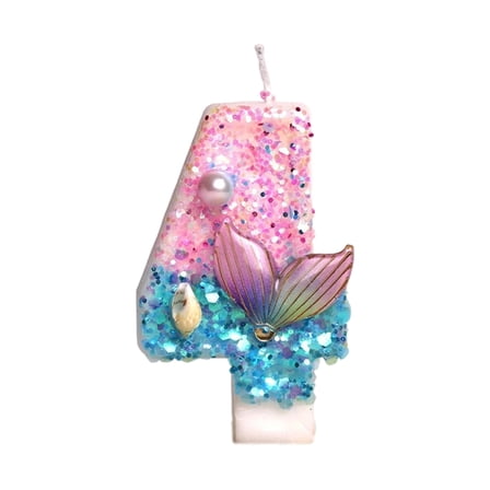 Mermaids Themed Birthday Number Paraffins Waxes Safe For Kids Girls Parties And Cake Toppers Decorations