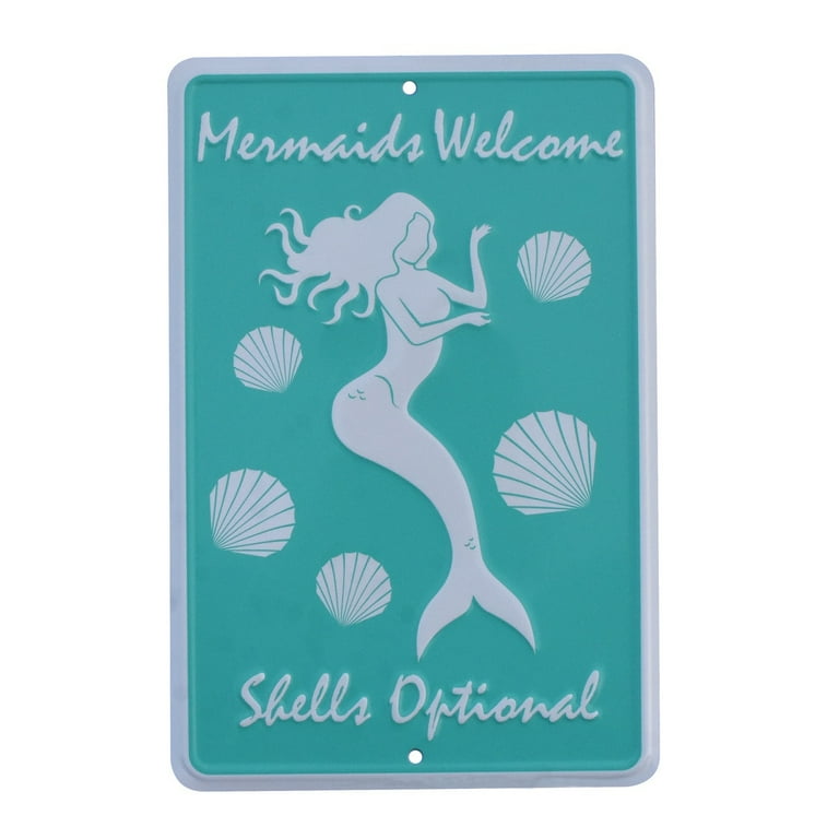 Mermaids Welcome Shells Optional Ocean Beach House Tin Metal Wall Art Home Decor Mermaids Welcome Shells Optional Ocean Beach House Tin Metal Wall Art Home Decor