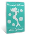 thumbnail image 1 of Mermaids Welcome Shells Optional Funny Metal Wall Art Sign Beach Home Decor Tiki, 1 of 8