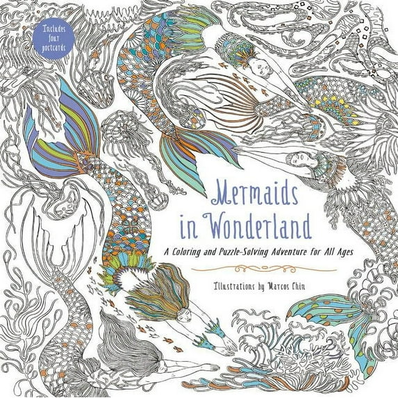 Mermaids in Wonderland: A Coloring and Puzzle-Solving Adventure for All Ages (Paperback)