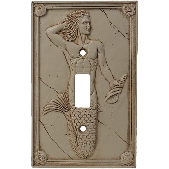 Merman 3D Sculpted Light Switch Cover - Polyresin Single Toggle Wall Switch Plate Cover- Merman Wall Home Art (Merman)
