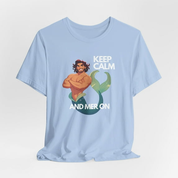 Merman Short Sleeve T-shirt | Keep Calm and Mer On | Mermaid Graphic Tee