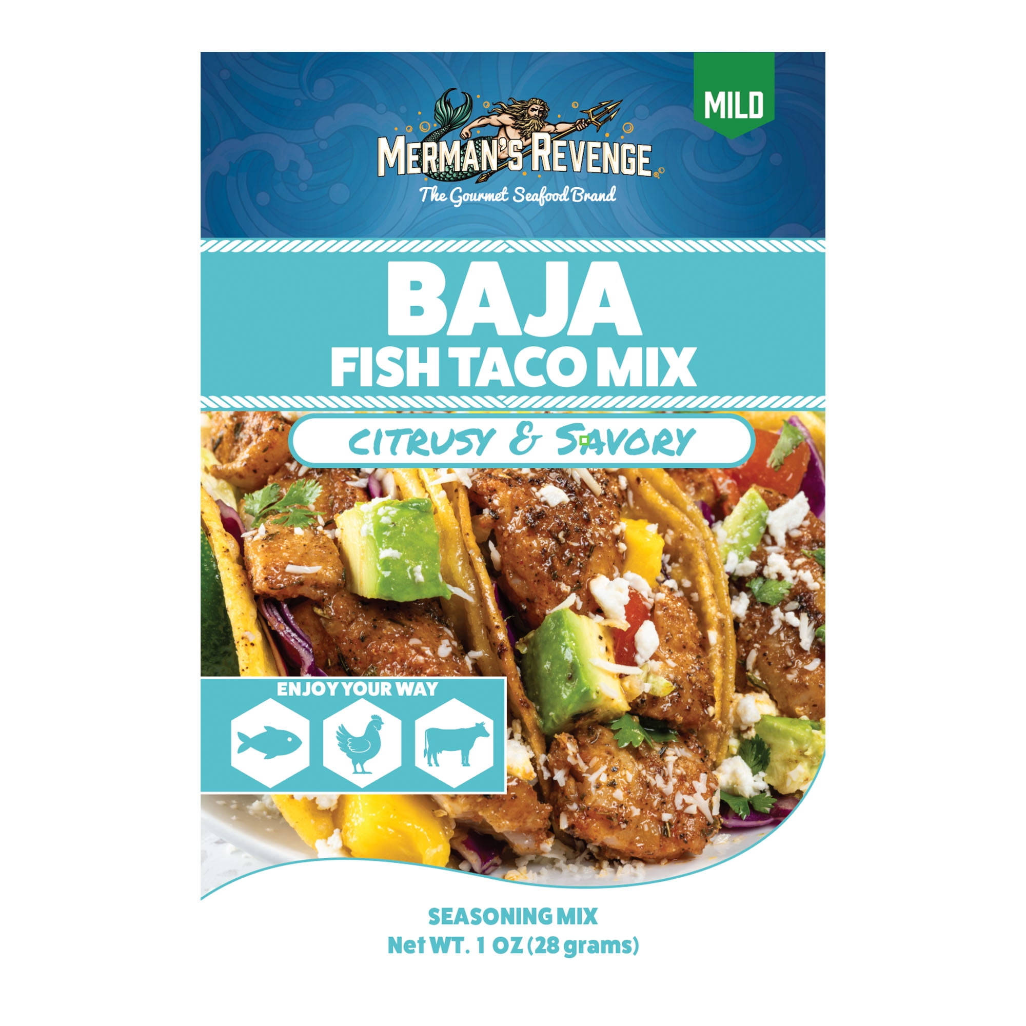 Merman's Revenge Baja Fish Taco Seasoning Mix, 1 oz Packet