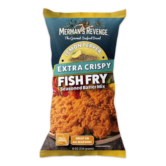 Merman's Revenge Extra Crispy Lemon Pepper Coating & Batter Mix for Fish Fry, 8oz
