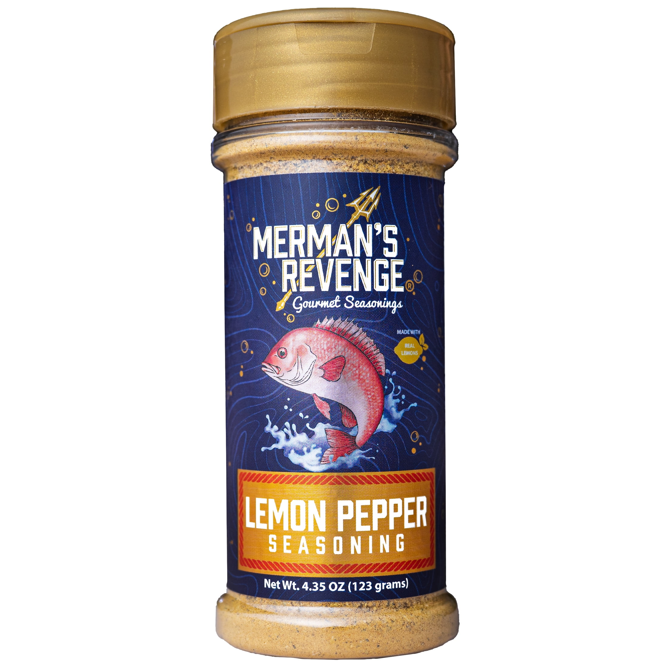 Mermans Revenge Lemon Pepper Seasoning, 4.35 oz, Shaker