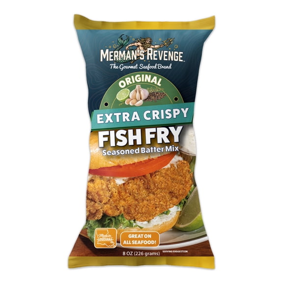 Mermans Revenge Original Extra Crispy Fish Fry Batter Mix, 8oz