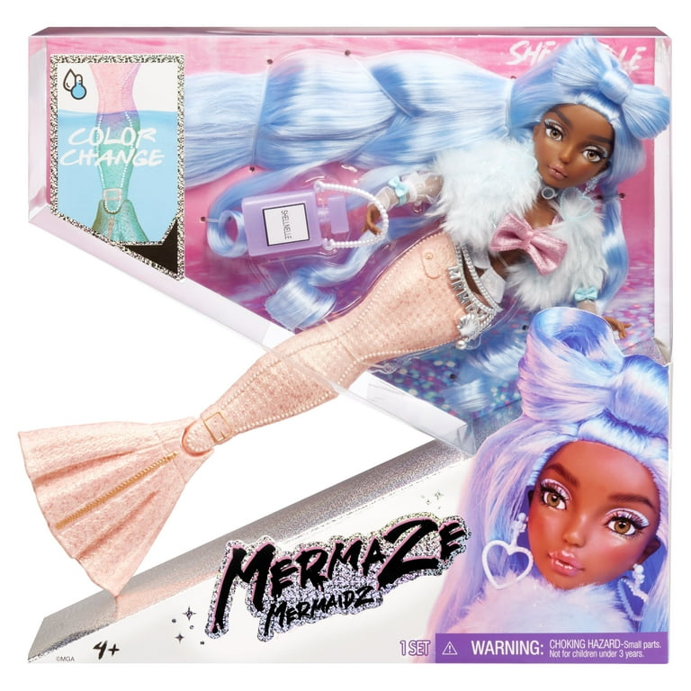 Mermaid blue big shell完売しました Mermaze Mermaidz™ Shellnelle™ Color Change Fashion Doll with