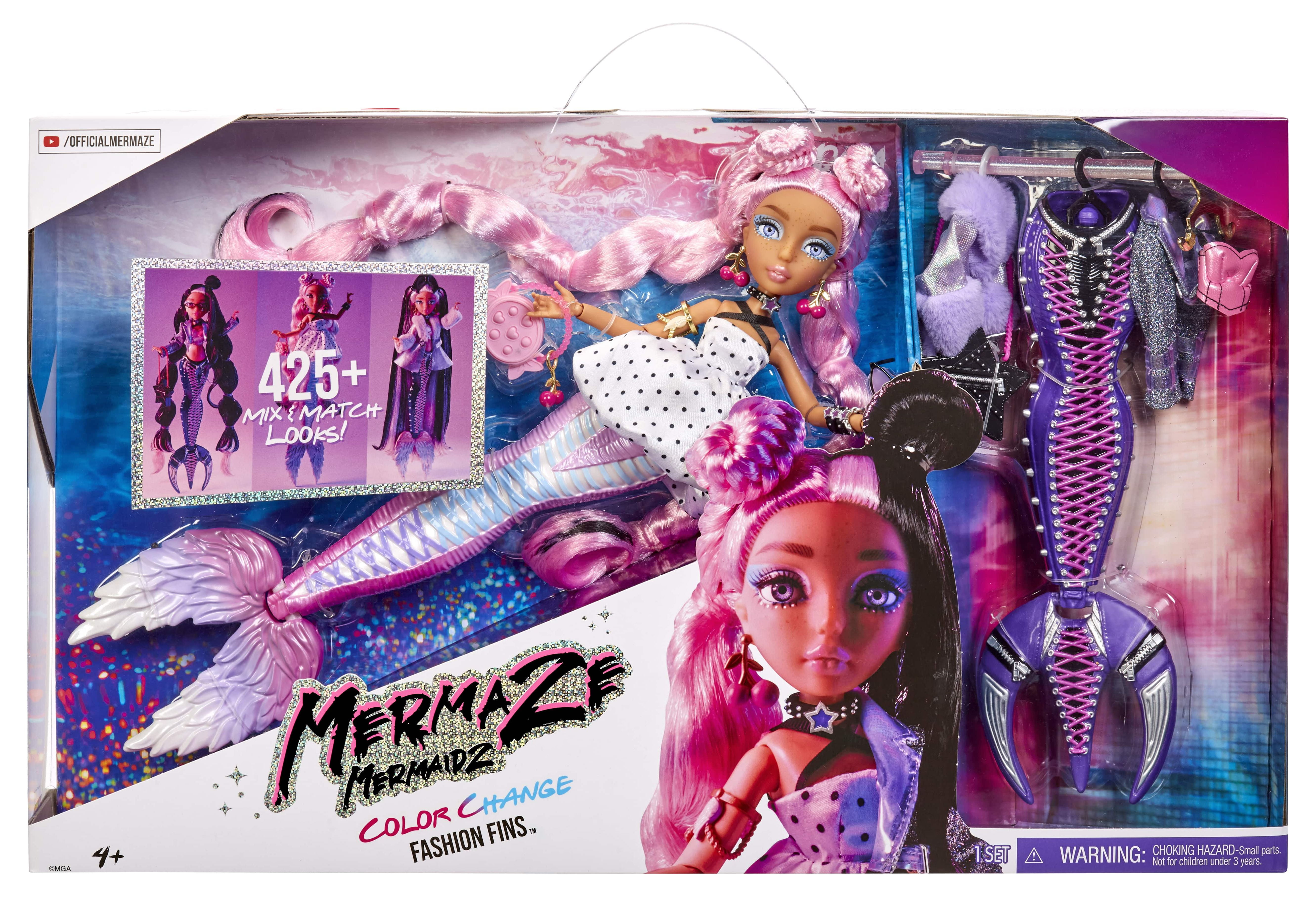 Mermaze Mermaidz Fashion Fins Morra Customizable Fashion Doll with Mix &  Match Tails, Color Change Fin and Makeup, Surprise Hair Color