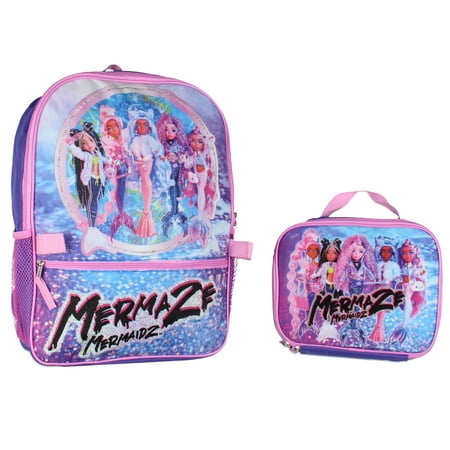 Mermaze Mermaidz Mermazing Backpack School Travel Backpack For Kids 2 Piece Set With Detachable Lunch Box 16"
