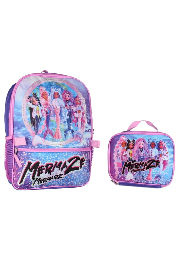 Mermaze Mermaidz Mermazing Backpack School Travel Backpack For Kids 2 Piece Set With Detachable Lunch Box 16"