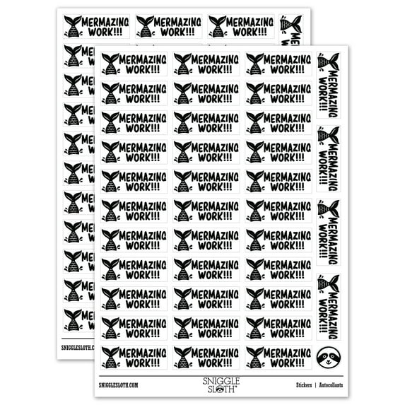 Mermazing Amazing Work Mermaid Teacher Student School Sticker Set - White - Matte Finish - 1.5" Small