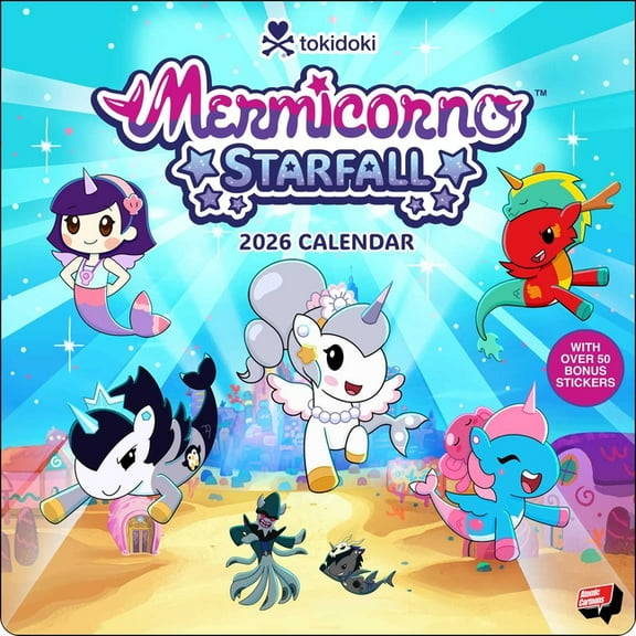Mermicorno: Starfall 2026 Wall Calendar with 50 Bonus Stickers, (Paperback)