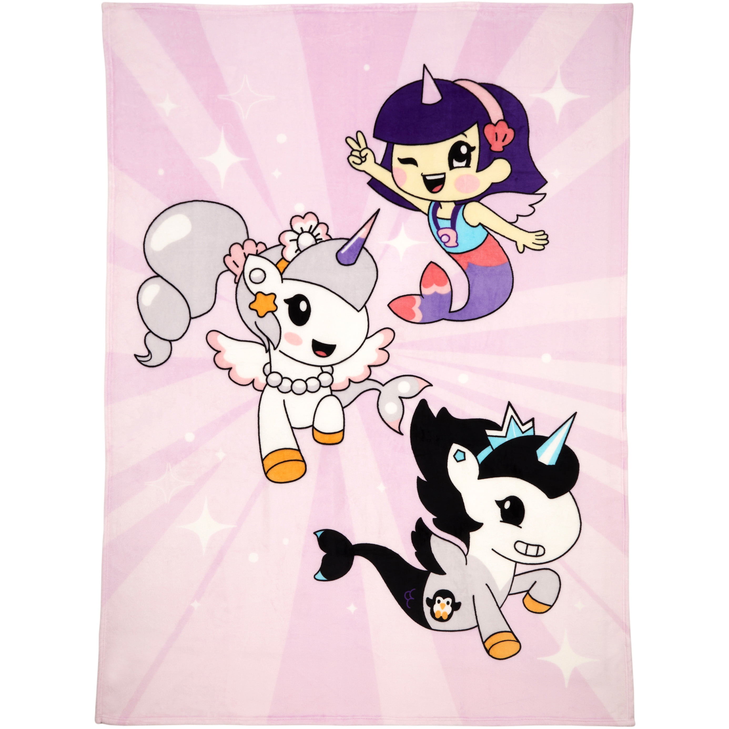 Mermicorno Starfall Kids Pink Print Plush Bed Blanket, Twin/Full