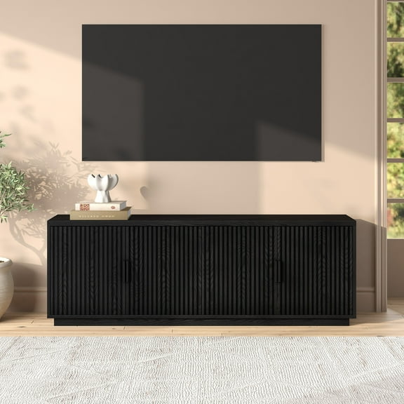 Mero Rectangular TV Stand for TV's up to 75" in Black Grain