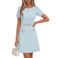 thumbnail image 1 of Merokeety Womens Summer Dresses Elegant Business A Line Bodycon Work Short Dress Blue xl, 1 of 8
