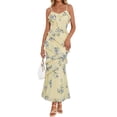 thumbnail image 1 of Merokeety Womens Summer Dresses Floral Spaghetti Deep V Neck Backless Asymmetric Maxi Dress Apricot l, 1 of 6