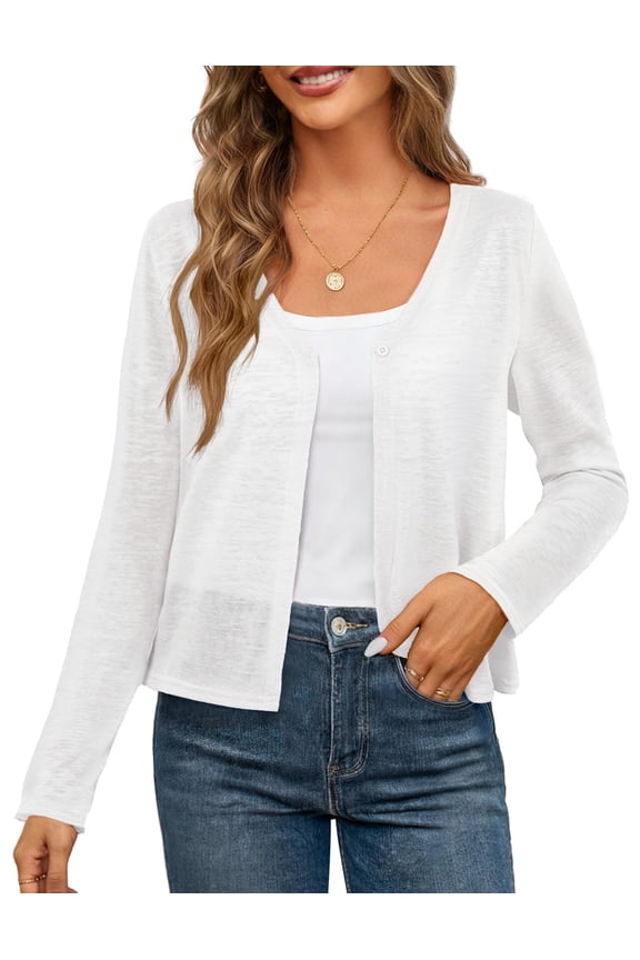 Womens Summer Lightweight Cardigan Button Beach Cover Up Tops White M