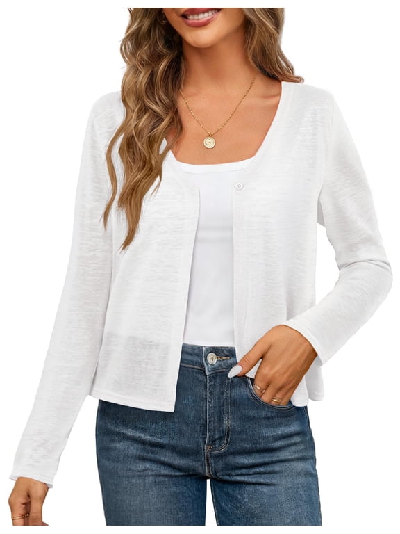 Womens Summer Lightweight Cardigan Button Beach Cover Up Tops White XXL