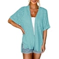 thumbnail image 1 of Merokeety Womens Summer Lightweight Kimono Cardigan Short Sleeve Beach Cover Ups LakeBlue S, 1 of 8