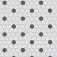 thumbnail image 1 of somertile fxlghwd hex porcelain floor and wall tile, 10.25" x 12", antique white with black dot, 1 of 7