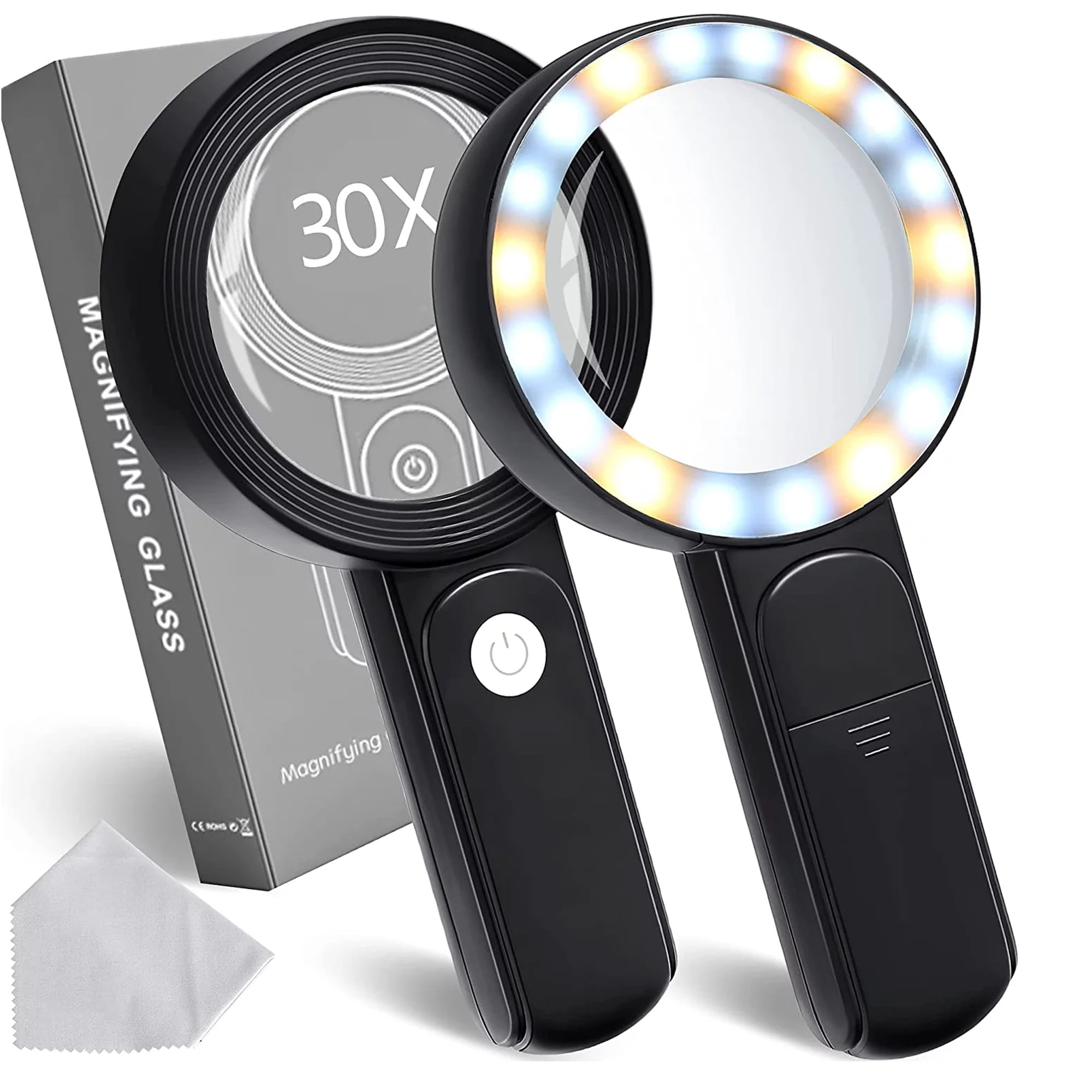Glass/Plastic Black 18 LED / 30X Handheld Magnifying Glass with 3 Light  Modes at Rs 550 in Gurgaon