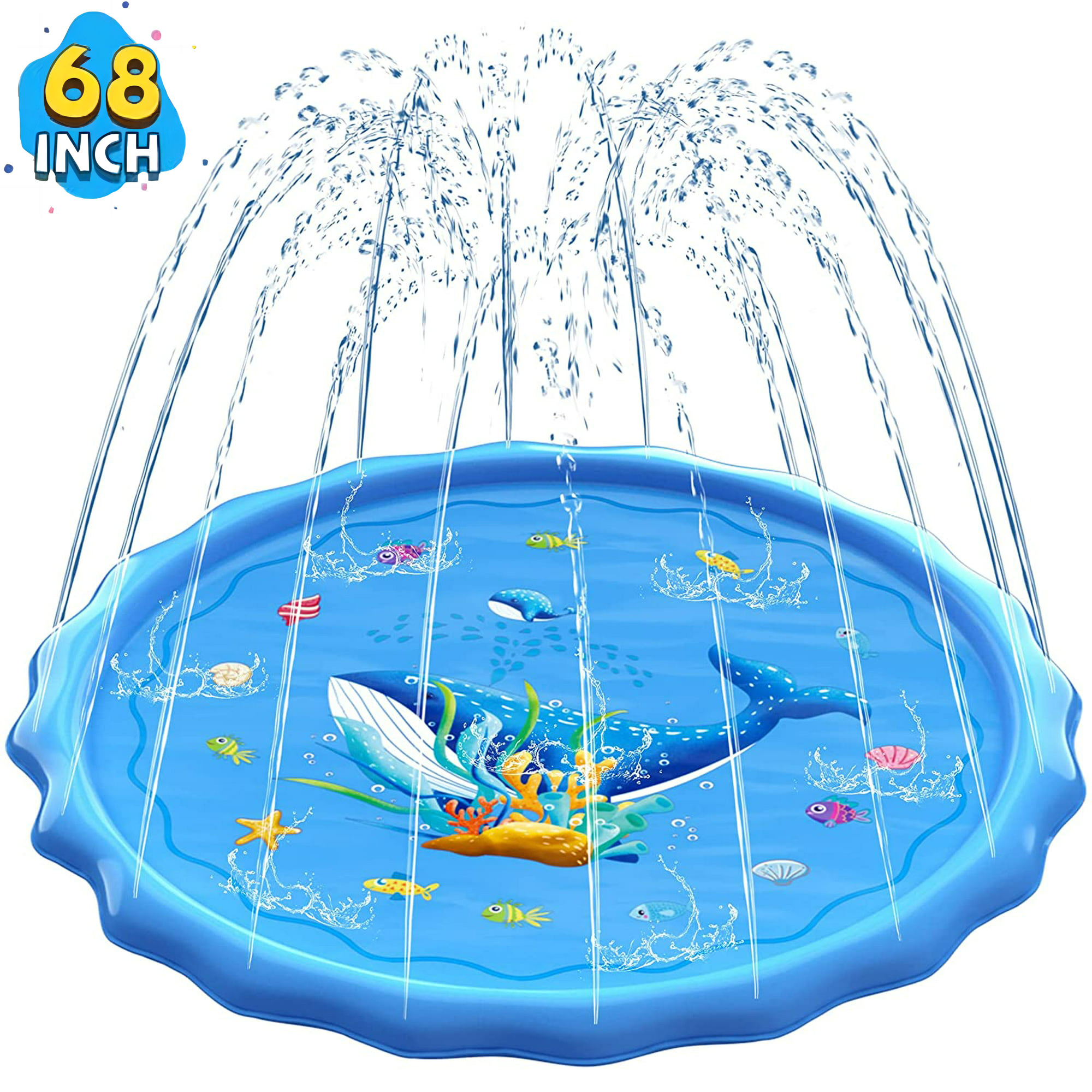 Meromore 68" Splash Pad for Kids and Adults Outdoor Lawn Games Water Play Toy Mat, Blue - image 1 of 8