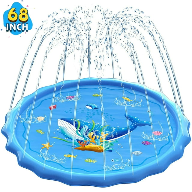 Meromore 68" Splash Pad for Kids and Adults Outdoor Lawn Games Water Play Toy Mat, Blue
