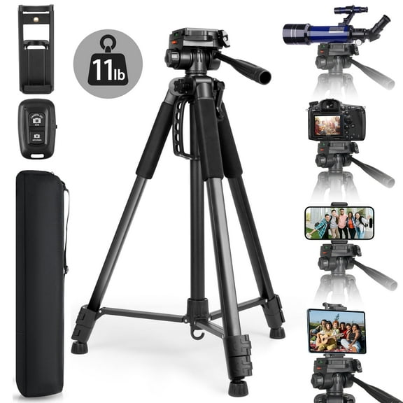 Meromore 71" Camera Tripods, Tripod Stand for Camera Phone Video Recording, Heavy Duty Camera Tripod Stand, Professional Travel DSLR Tripods Compatible with Canon Smartphone, Max Load 11 LB