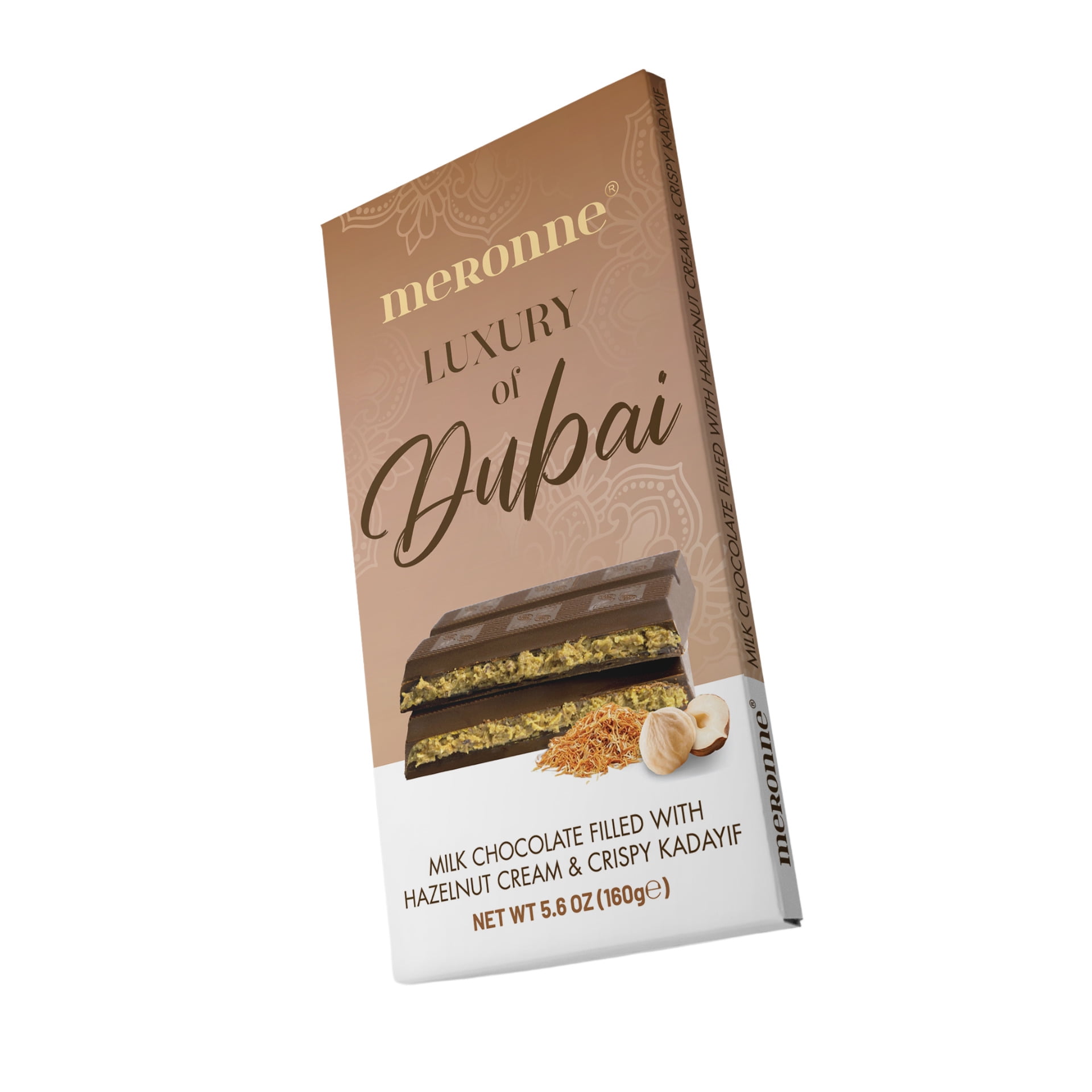 Meronne Dubai Chocolate Bar 5.64oz - Milk Chocolate with Hazelnut Cream  Crispy Kadayif
