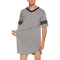 thumbnail image 1 of Merqwadd Men Cotton Nightshirt Short Sleeve V-Neck Soft Loose Nightwear, 1 of 3