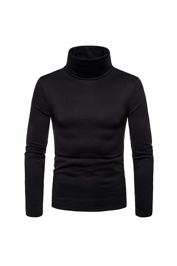 Men Long Sleeve Pullover High Neck Turtleneck Stretch Slim Basic T Shirt Tee Top