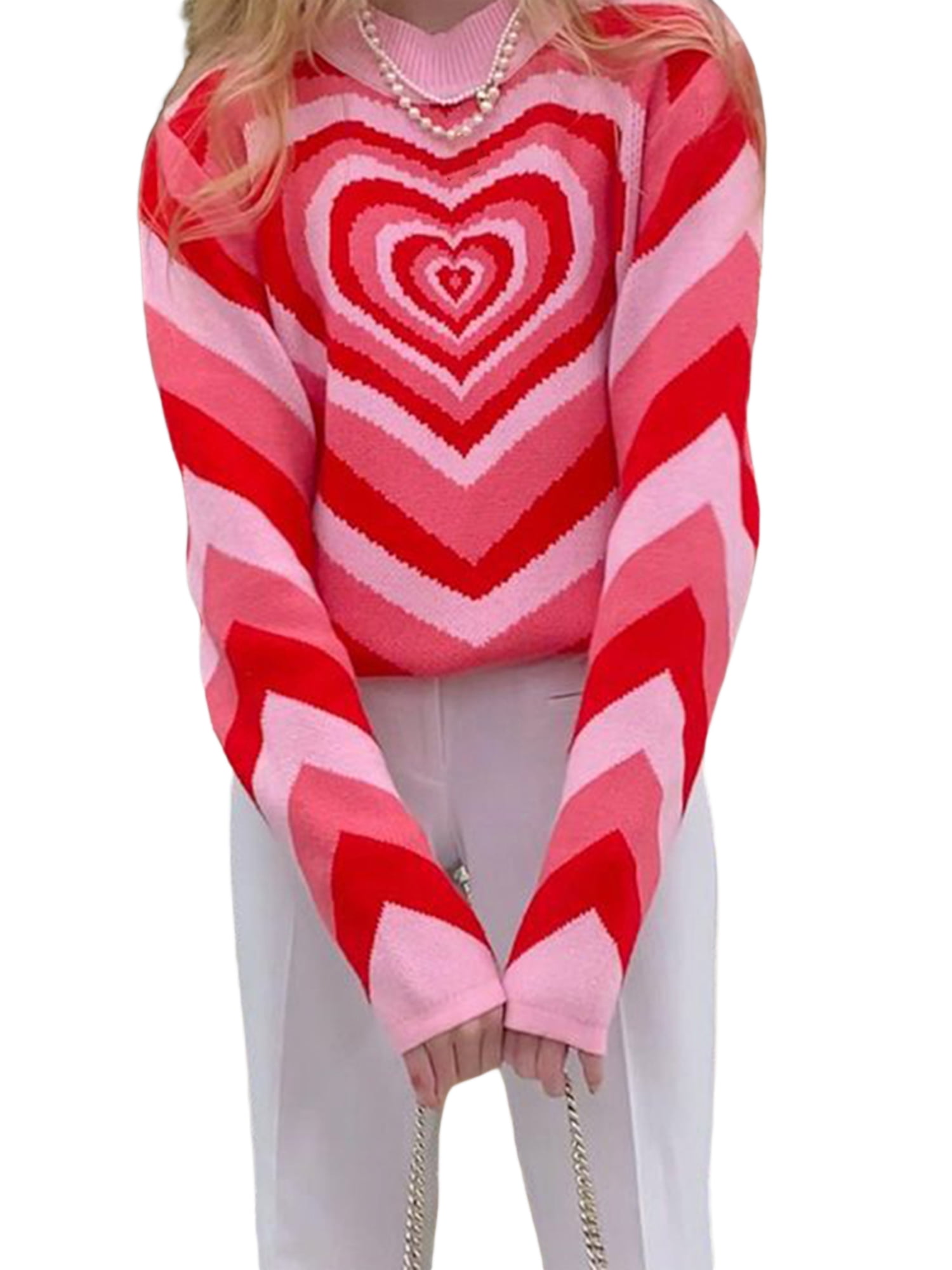 Heart cheap print sweater