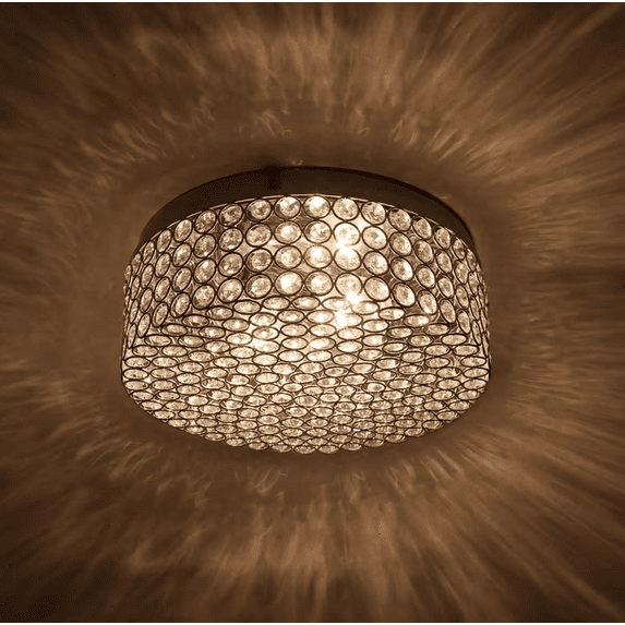 Merra 12 in. 2-Light Chrome Crystal Flush Mount