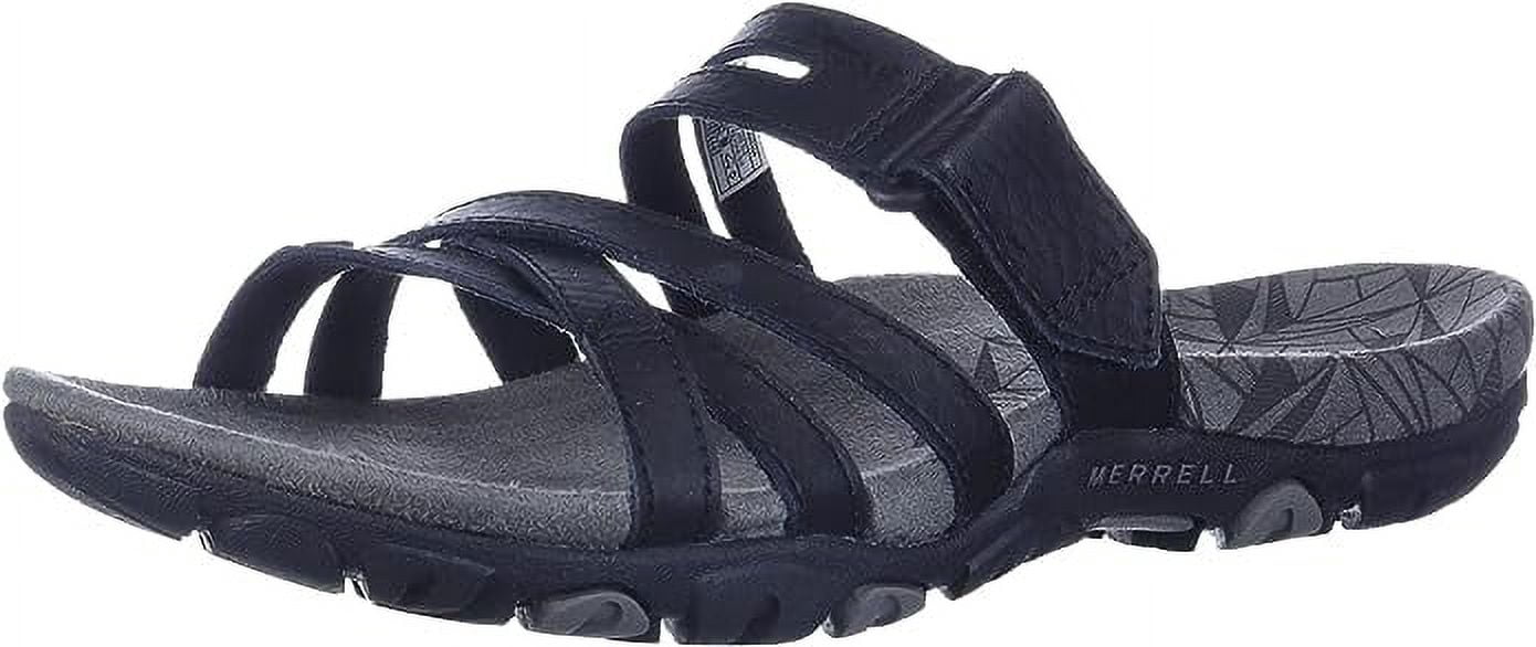 Merrell Sandspur Rose Slide Sandals for Women Offers Leather Upper, Lightly Cushioned Footbed, and Lightweight Eva Midsole Black 9 M
