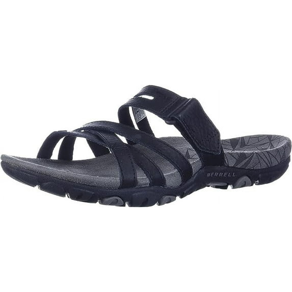 Merrell Sandspur Rose Slide Sandals for Women Offers Leather Upper, Lightly Cushioned Footbed, and Lightweight Eva Midsole Black 9 M