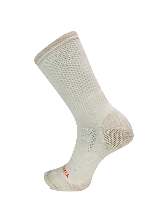 Merrell Unisex Zoned Lightweight Merino Wool Hiking Crew Socks White (1 pair) - MEA33766C1B4001-WHITE