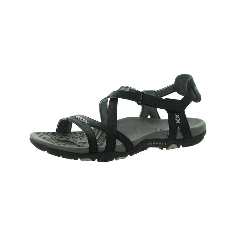 Merrell Womens Sandspur Rose Leather Footbed Sandals Black 7 Medium B M